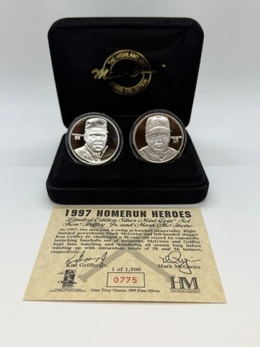 Ken Griffey Jr. Mark McGwire MLB One Troy Ounce .999 Fine Silver Medallion Set