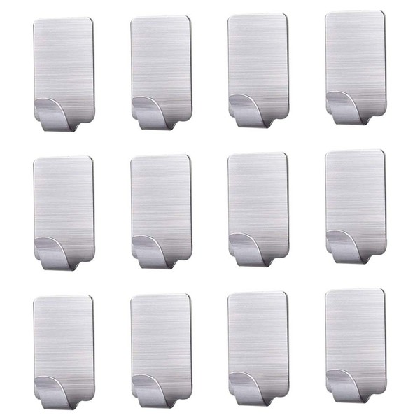 12Pcs Haken Edelstahl Selbstklebend Handtuchhaken Kleiderhaken Wandhaken-image