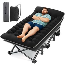 Camping Cot with Mattress, 32" Extra Wide Camping Cots for Adults, Sleeping C...