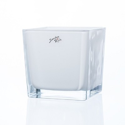 SANDRA RICH, Glasübertopf CUBE WEISS ''cube-colour decoration-white 8x8cm''