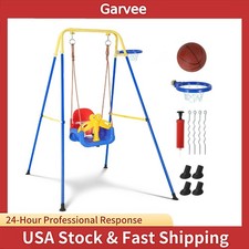 Indoor  Outdoor Play 4-in-1 Toddler Swing, Detachable Baby Swing Outdoor, Folda