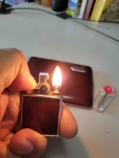 Vintage Ronson Delight Princess Pocket Lighter Maroon Enamel & Cigarette Case &6