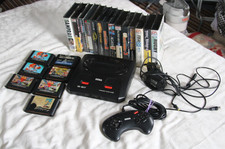 Sega Mega Drive 2 Black Console + 1 Pad + Cables + 21 Games (14 complete)