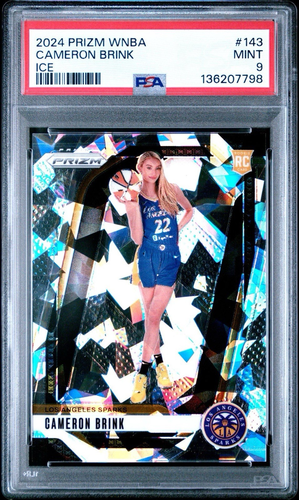 2024 Panini Prizm WNBA Cameron Brink #143 Rookie RC Cracked Ice Prizm PSA 9 MINT