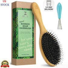 Natural Boar Bristle Hair Brush for Women, Men, Kids; Dry and Wet Detangling Hai