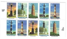 Scott #3787-91 Southeastern Lighthouses Block of 10 MNH