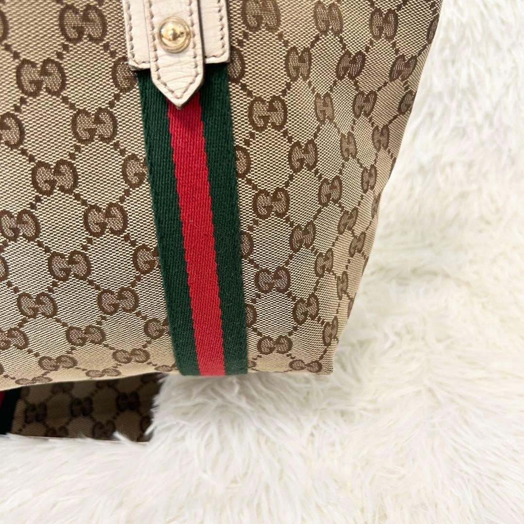 GUCCI Unisex GG Canvas Tote Bag Sherry Line Authentic Excellent Condition thumbnail 6