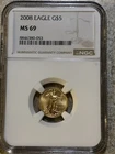 1/10 oz GOLD American Eagle 2008 G$5 Gold $5 Coin  NGC MS 69 1/10th (0.10 ounce)