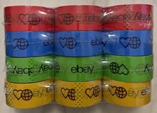 12 ROLLS - eBay Packaging Tape – Red, Blue, Green, and Yellow, 75 Yards Per Roll