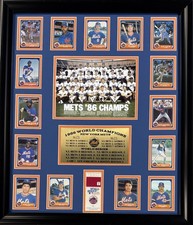 1986 Ny Mets World Series Champion Framed Team Photo Baseball Card Collage