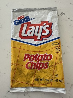 Vintage Lays Bag Potato Chip Junk Food 1984 Empty Snack Big Grab