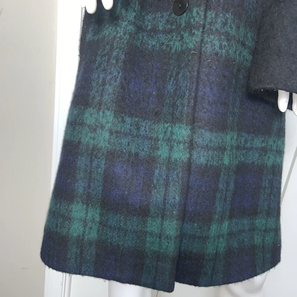 Zac Posen Wool Blend Plaid Tartan Ombré Coat Womens Size 8 Black Green Office - Image 3 of 4