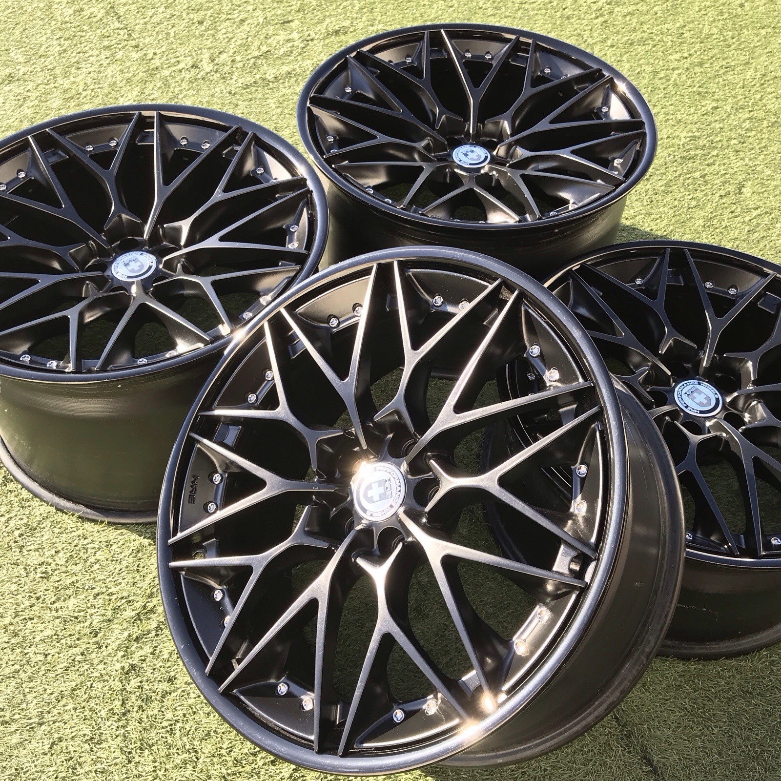 20 21 MCLAREN 600LT RIMS HRE BLACK 3PC WHEELS SET 4 WHEELS