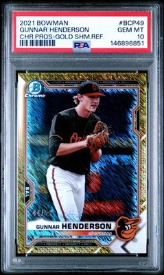 2021 BOWMAN CHROME PROSPECTS #BCP49 GUNNAR HENDERSON 44/50 PSA 10