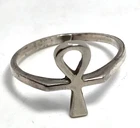 Ankh Key of Life Egyptian Revival vintage solid sterling silver ring size 7.5