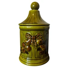 Los Angeles Potteries Canister w/ Lid 1965 California USA Pottery Green MCM