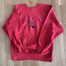 VTG NYAC CHAMPION REVERSE WEAVE WARM UP 80s CREWNECK SWEATSHIRT P WING XL RED