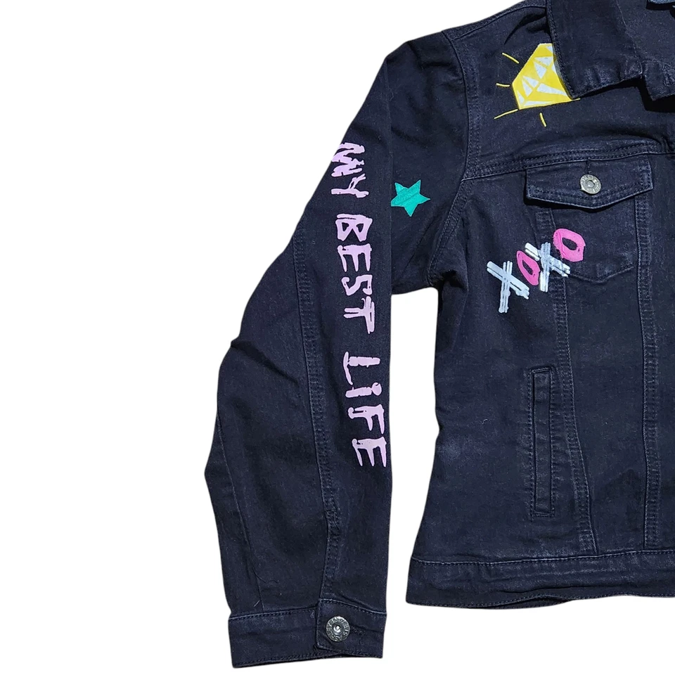 Chaqueta de mezclilla Ashley Stewart 14/16 para mujer gráfica ropa de calle camionero estilo de vida  Foto 3 de 4