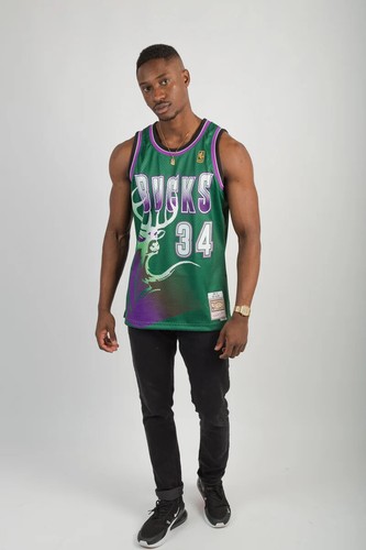 Mitchell Ness Milwaukee Bucks 1996 Ray ALLEN GOLD NBA LOGO SWINGMAN grünes Trikot - Bild 8 von 24