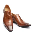 Mens Square Toe Oxfords Closed Laces Leather Casual Shoes Business Dress Wingtip