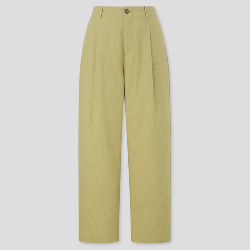 UNIQLO Hana Tajima Cotton Seersucker Pants Trousers in Green Size Medium M - Picture 1 of 3