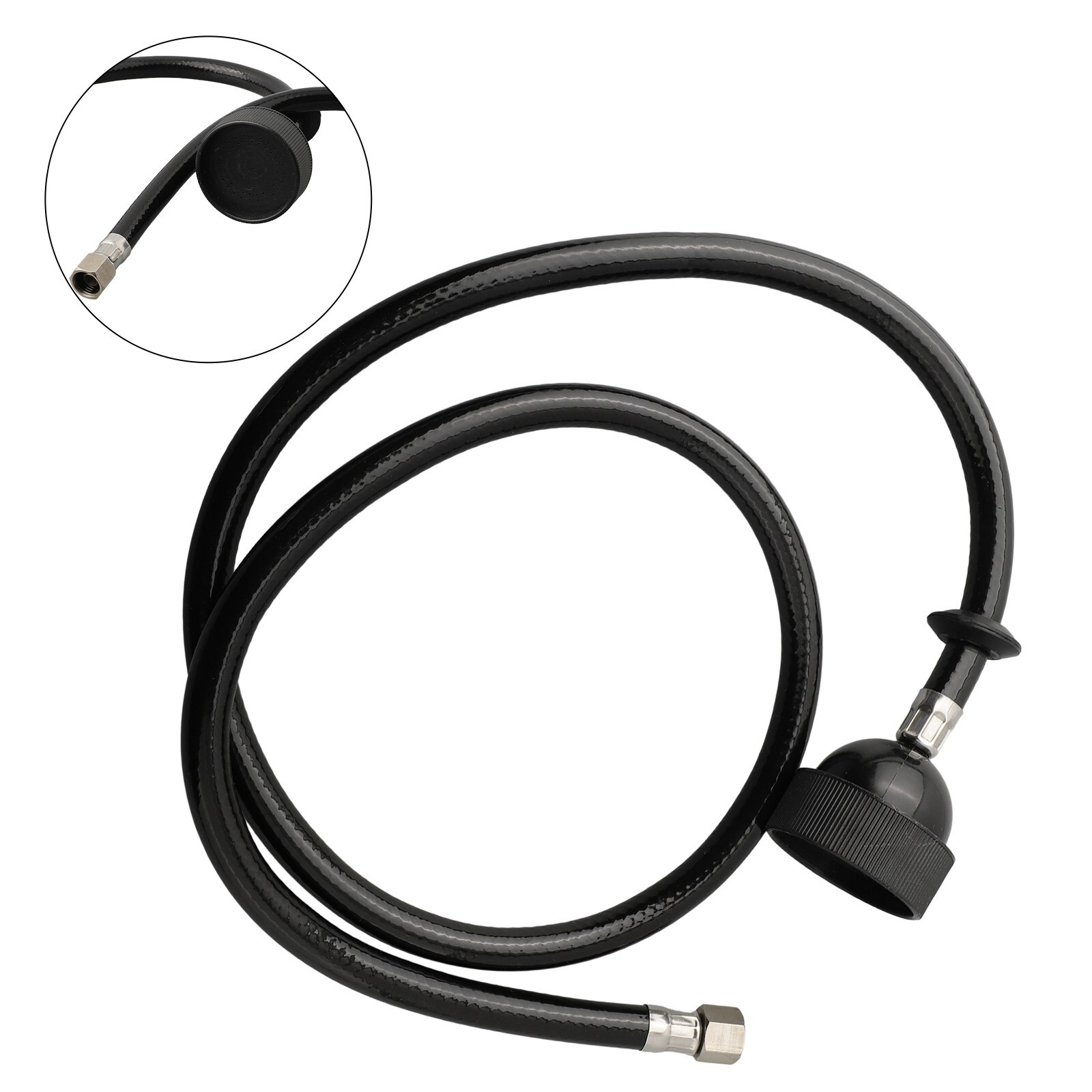 Shampoo Bed Faucet Nozzle with Black Rubber Hose Extension-image