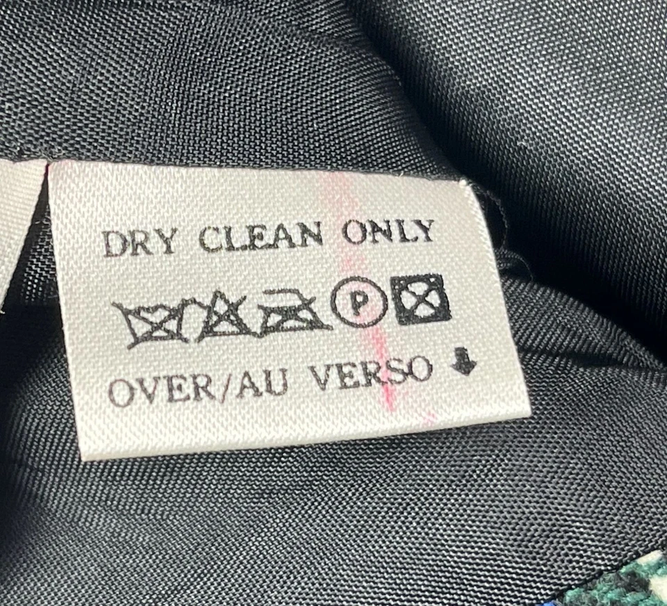 Chaqueta Abrigo Liz Claiborne Mezcla Lana Cuadros Para Mujer 8 Negro Rojo Verde De Colección Años 90 Foto 4 de 4