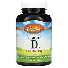 Carlson Labs Vitamin D3 Softgels for Bones, Immunity & Heart Health - 250