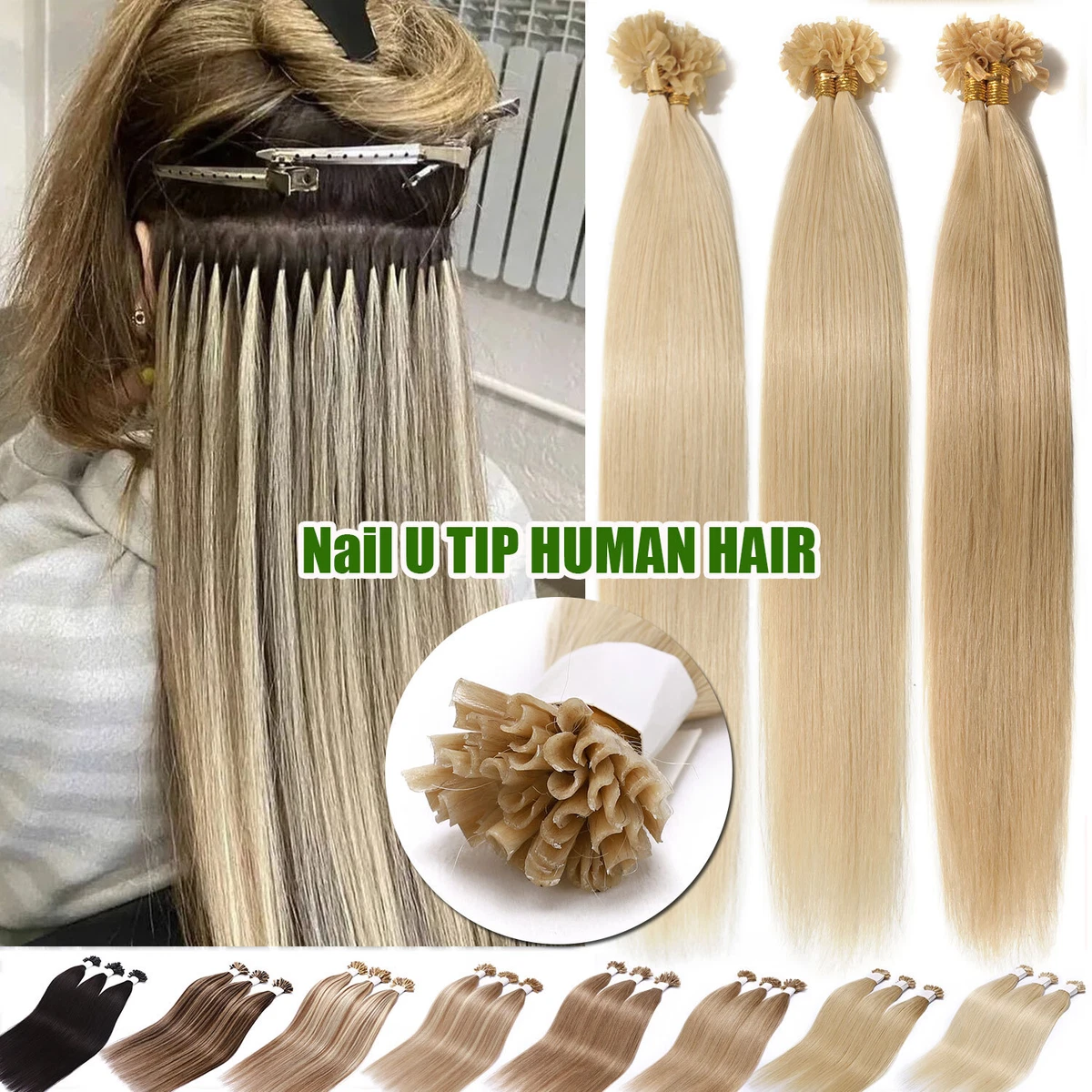 24 (60cm) Nail tip / U tip human hair pre bonded extensions