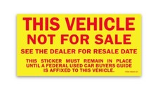 2.75" 5.5" Weatherproof This Vehicle Not For Sale Stickers for Vehicle Window