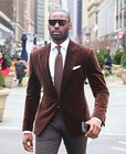 Men Smoking Brown Jacket Blazer Coat 1 Button Fashion Wedding Dinner Party Wear