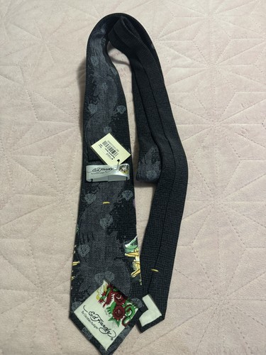 Ed Hardy by Christian Audigier Mens Silk Neck Tie Bulldog Kings Crown Tigers - Picture 3 of 8