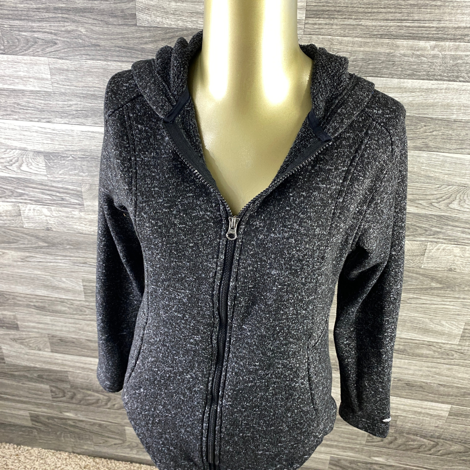 EDDIE BAUER Full Zip Up Grey Heather Fleece Hooded Jacket Women's Size Small