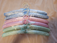 Lot of 6 Satin Padded 15" Hangers Green Pink Blue