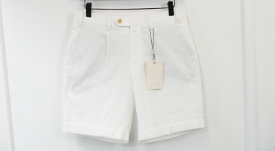 Herren Suitsupply Bennington Falten Shorts Seersucker Weiß EU44 UK/US34 XMB327