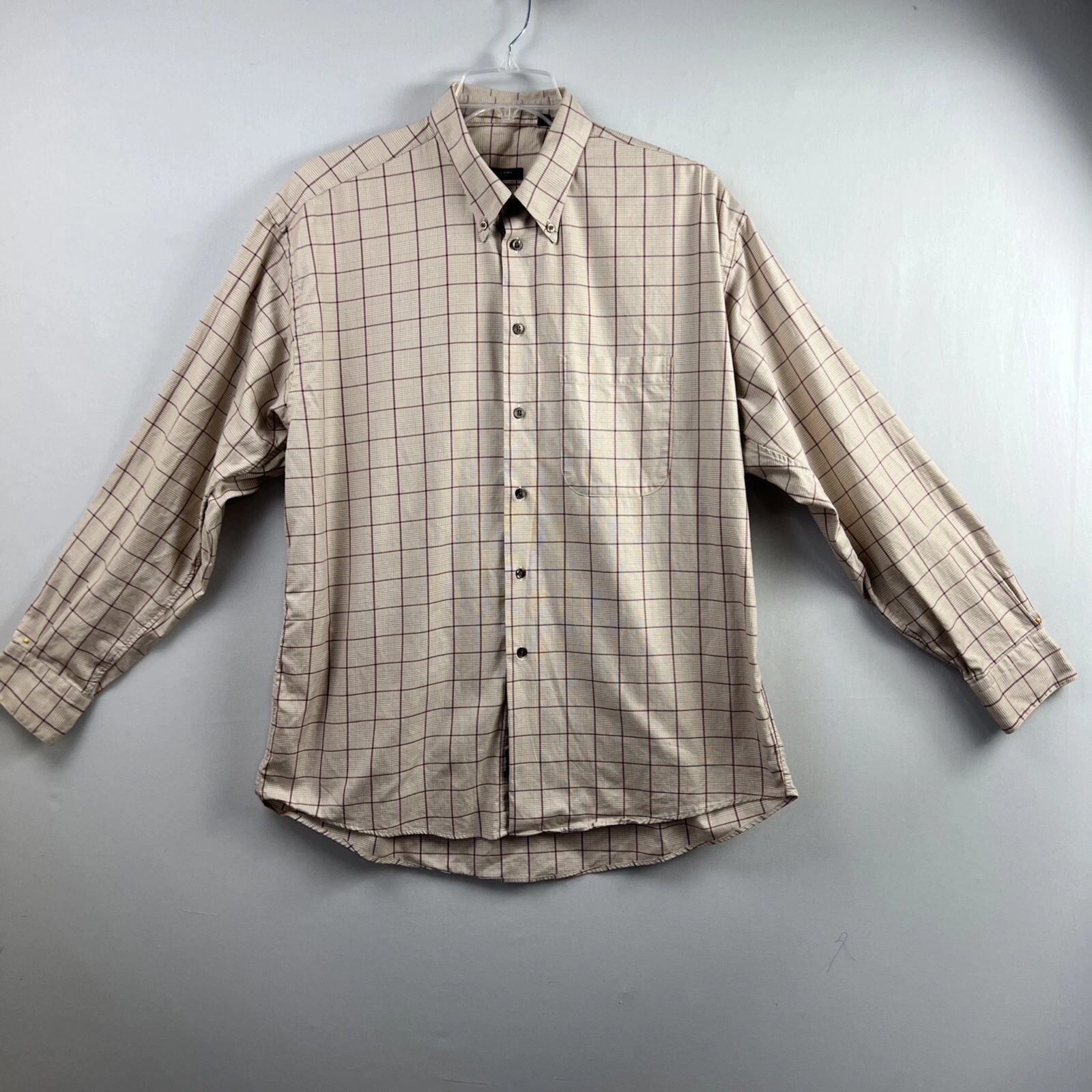 Camicia Burberry London uomo abbottonata a quadri made in USA taglia XL beige preppy