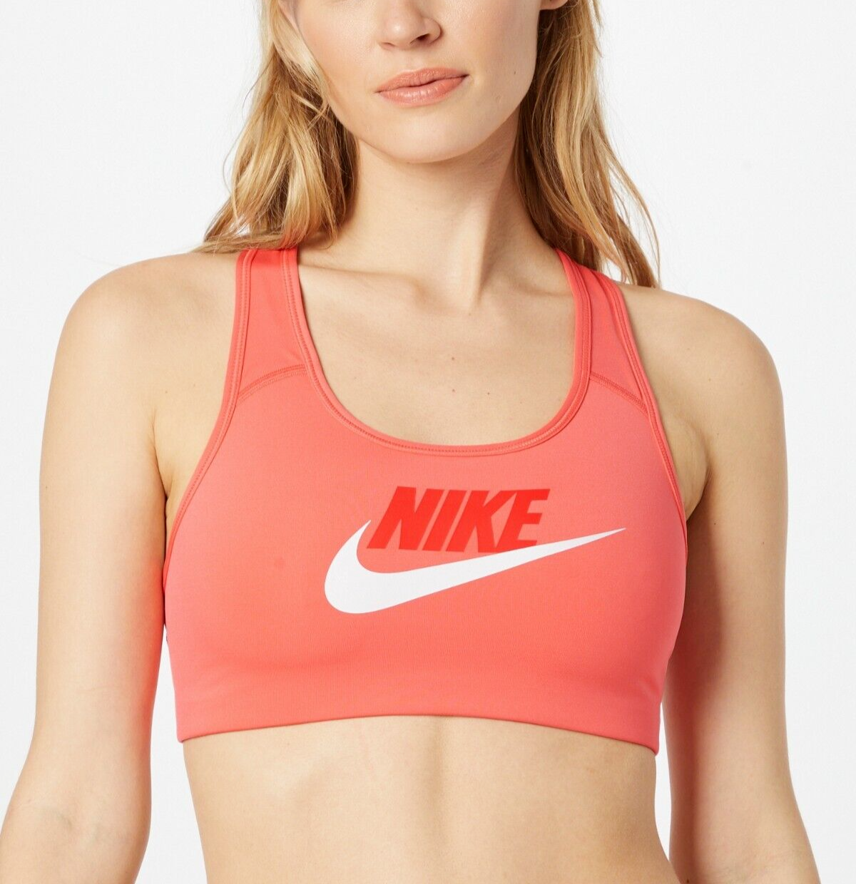 Nike Sports Bra Sz XS Dri-FIT Swoosh Mid-Impact Coral Model DM0579-814-image