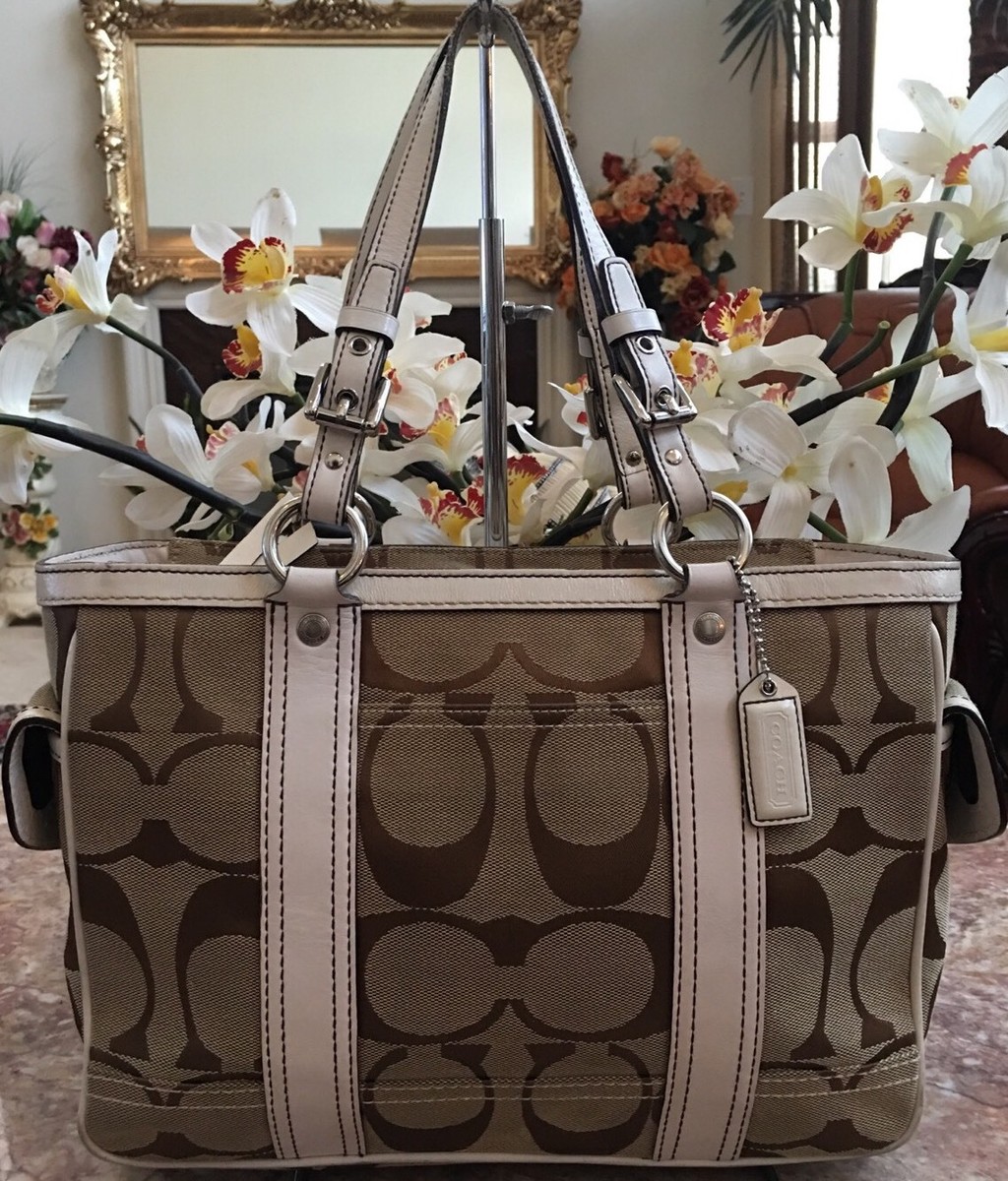 Coach K05J-6234 Canvas Gallery Beige Jacquard Satchel Tote Handbag  