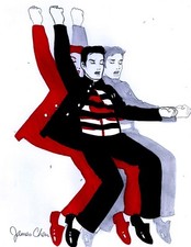 ELVIS PRESLEY JAIL HOUSE ROCK FINE ART ORIGINAL COMIC COLOR ART ON CARD STOCK