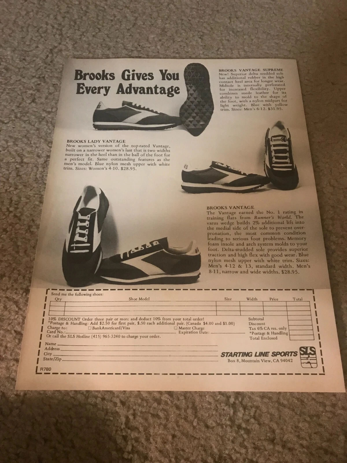 Vintage 1978 BROOKS VANTAGE SUPREME & LADY Running Shoes Catalo Print Ad 1970s