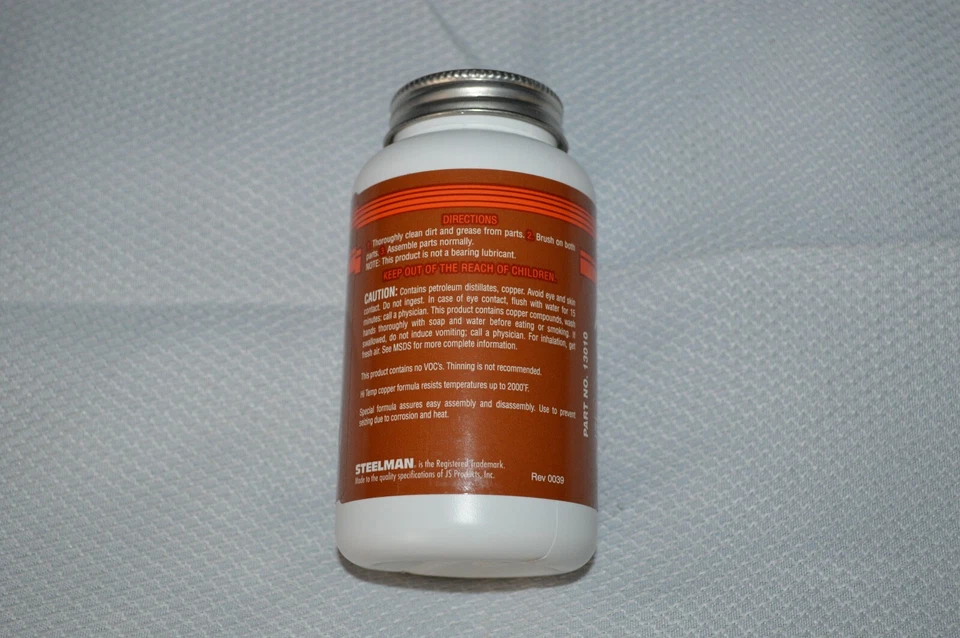 STEELMAN ANTI-SEIZE THREAD TREATMENT TYPE 13 HI-TEMP COPPER FORMULA 13010 8 OZ. - Image 2 of 4