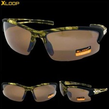 MILITARY TACTICAL Hunting Sports Wrap Safety Camouflage SUNGLASSES Brown Lens