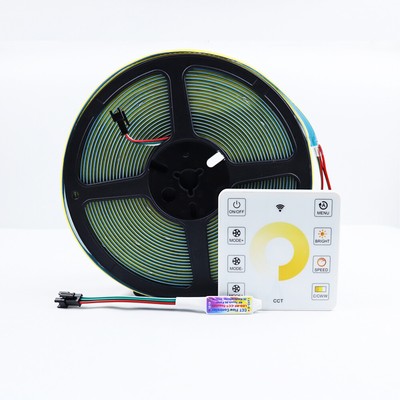 5m 10m COB CCT Running Water Flowing LED Strip Light WWCW+Touch Control+Power