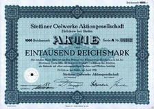 Szczecińskie Oelwerke Aktiengesellschaft 1936 1000 RM