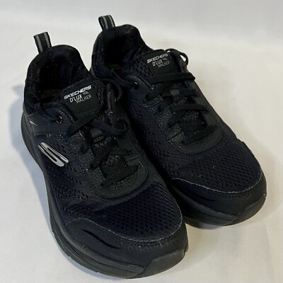 Skechers D Lux Walker Pure Pleasure Womens Size 8 Black Walking Sneakers Shoes
