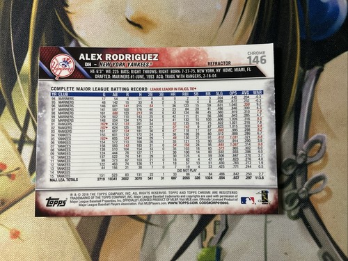 2016 TOPPS CHROME BASEBALL ALEX RODRIGUEZ REFRACTOR NMMINT - Picture 3 of 4