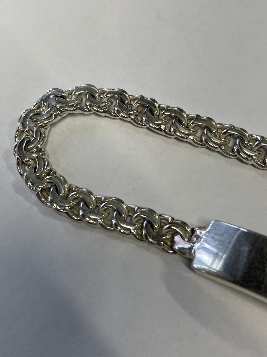 Close Link Chino ID Bracelet 925 Sterling Silver 8 Inch 36 Gram