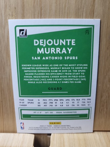 DEJOUNTE MURRAY🏆#73 Panini Donruss 2020-21 NBA Card🏆FREE POST - Bild 2 von 2