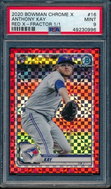 PSA 9 Anthony Kay 2020 Bowman Chrome X RED REFRACTOR Superfractor #1/1 RC MINT