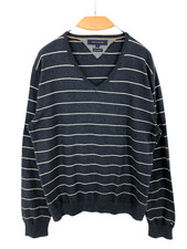 TOMMY HILFIGER Men Cotton Cashmere V-Neck Jumper Pullover Sweater Size XL